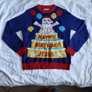 Tipsy Elves LARGE Ugly Christmas Sweater Happy Birthday Jesus